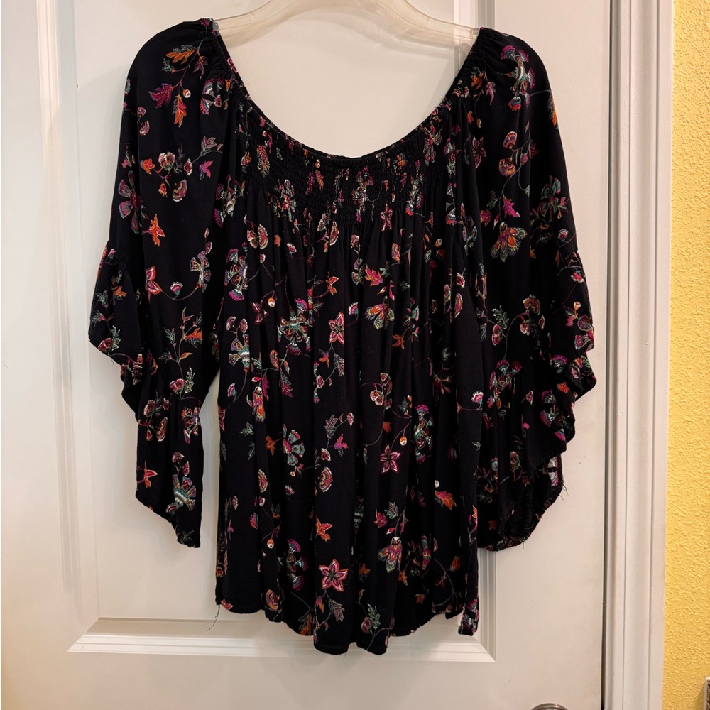 Elegant Black Floral Women's Blouse